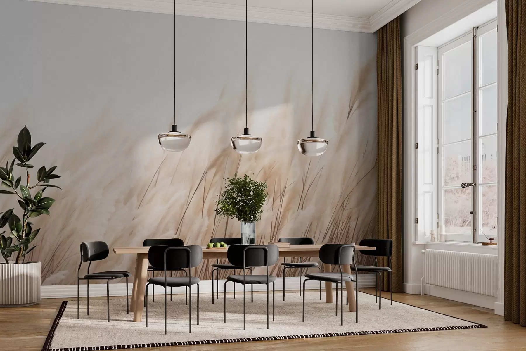 Valokuvatapetti Piikit pastellin beigeissä väreissä w03244