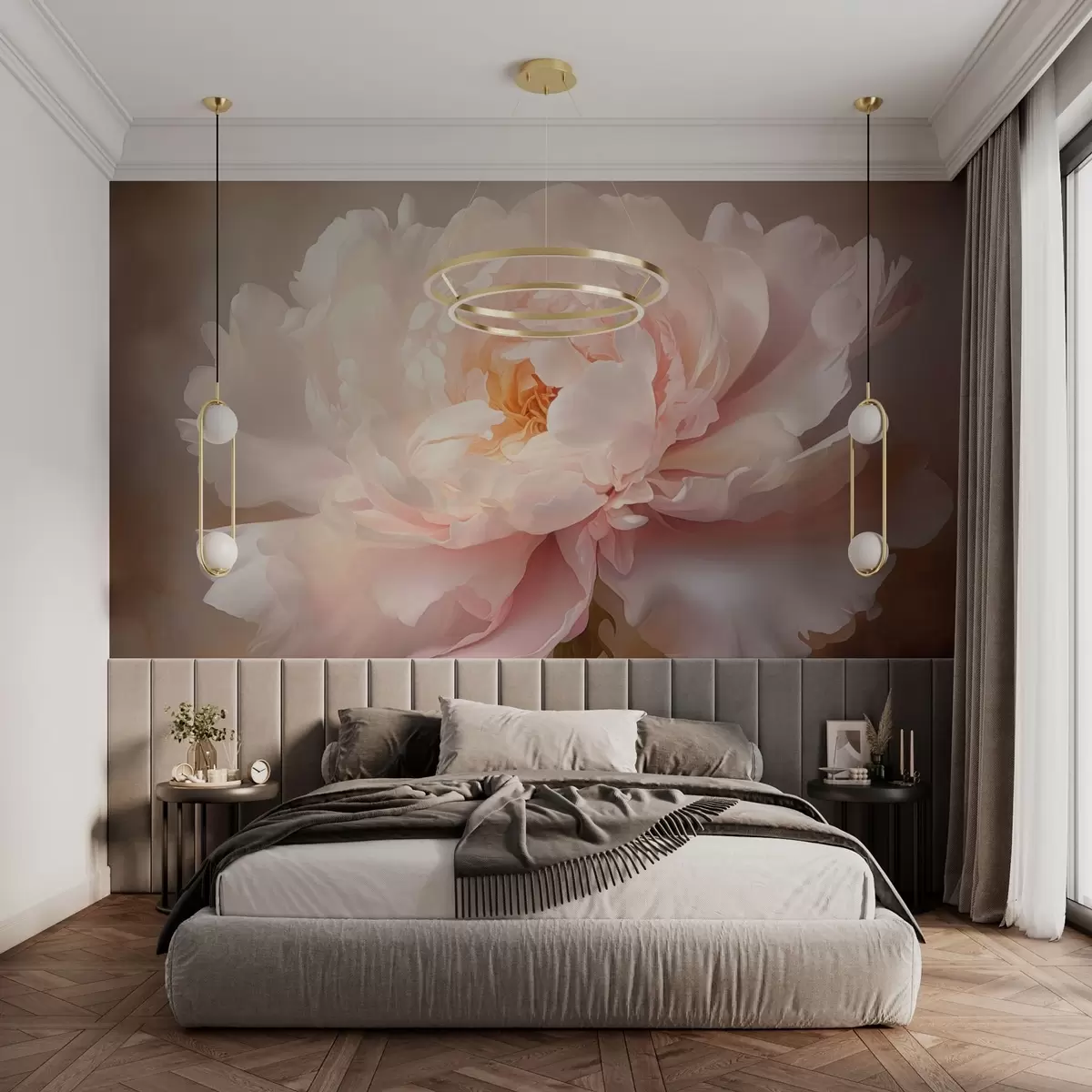 Valokuvatapetti Kukkiva pioni kukka herkässä väripaletissa w03247