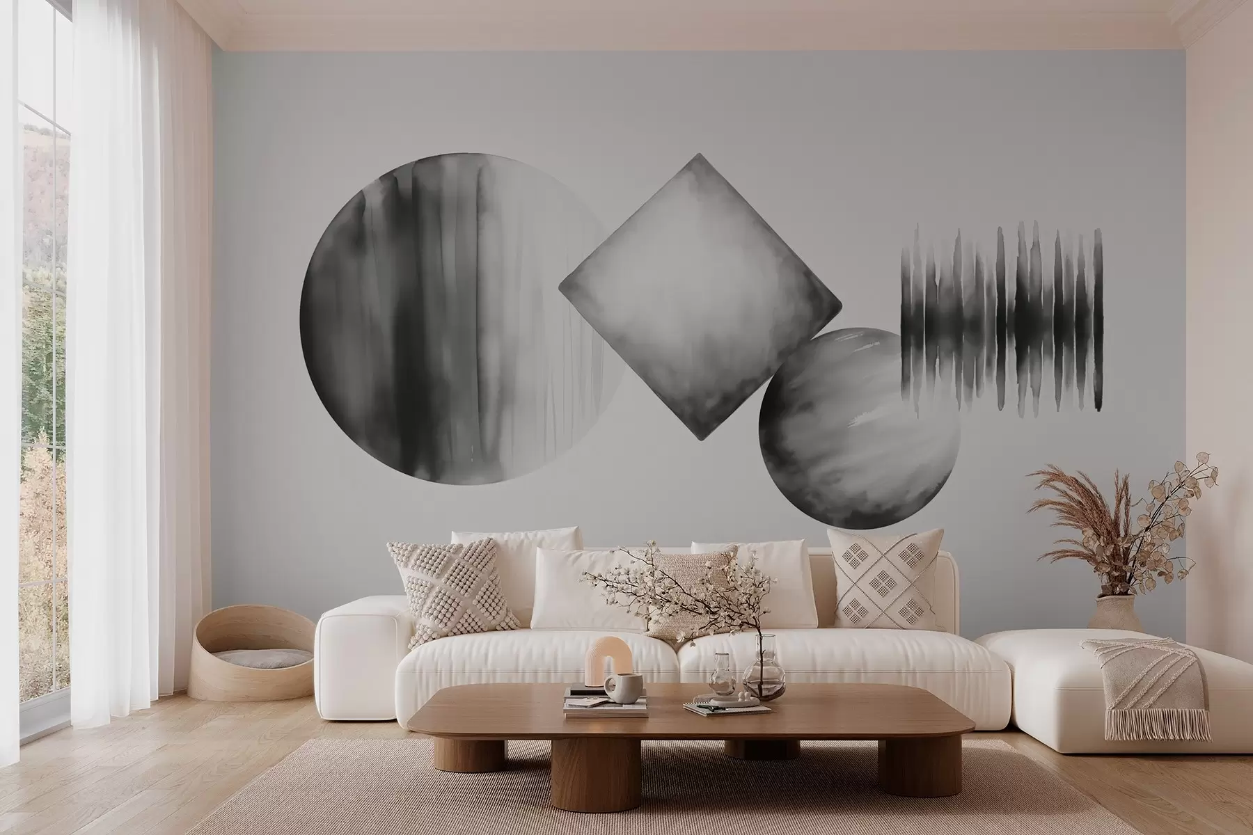 Valokuvatapetti Geometriset muodot abstrakti jäljitelmä vesivärit w03183