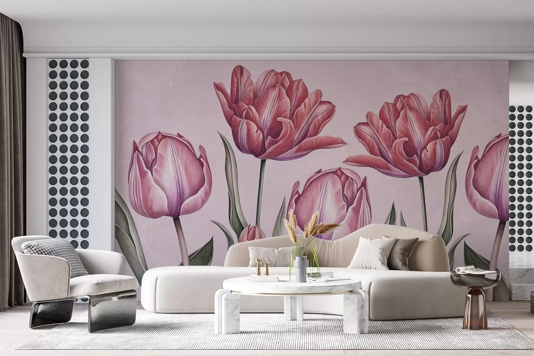 Valokuvatapetti Suuret vaaleanpunaiset tulppaanit w03329