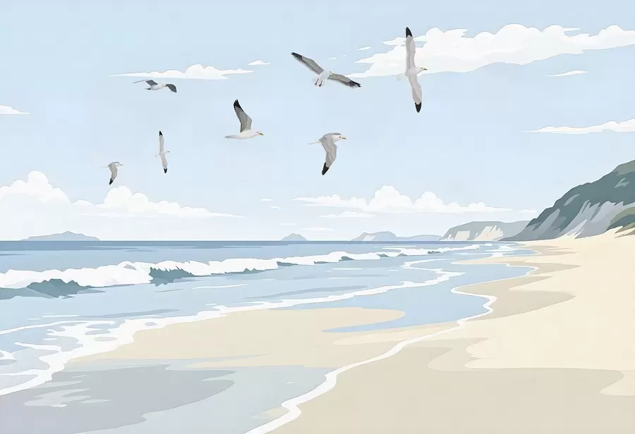 Valokuvatapetti Merimaisema maalattu öljymaalilla w03338