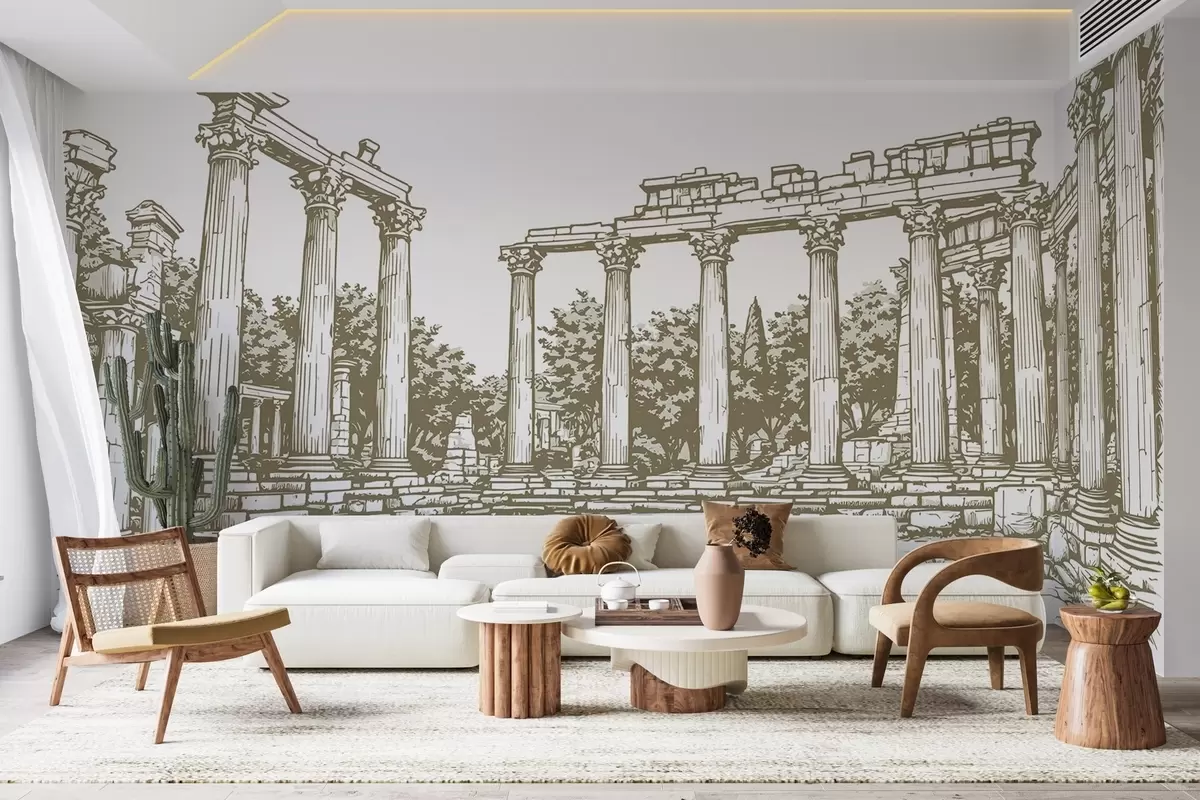 Valokuvatapetti Käsin piirretty raunioitunut kaupunki w03341v1