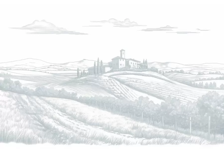 Valokuvatapetti Toscanan maisemat, Italia, viinitarhoja, luonto, vanha linna, siniset värit w03349v1