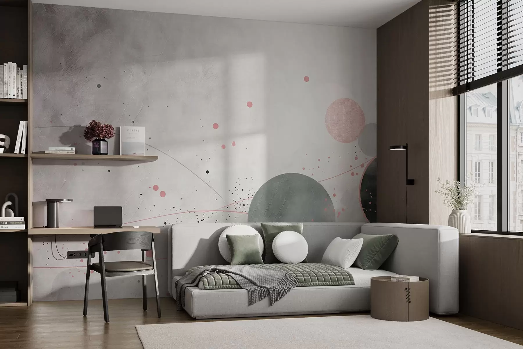 Valokuvatapetti Ympyröitä ja viivoja ikääntyneellä taustalla w08904