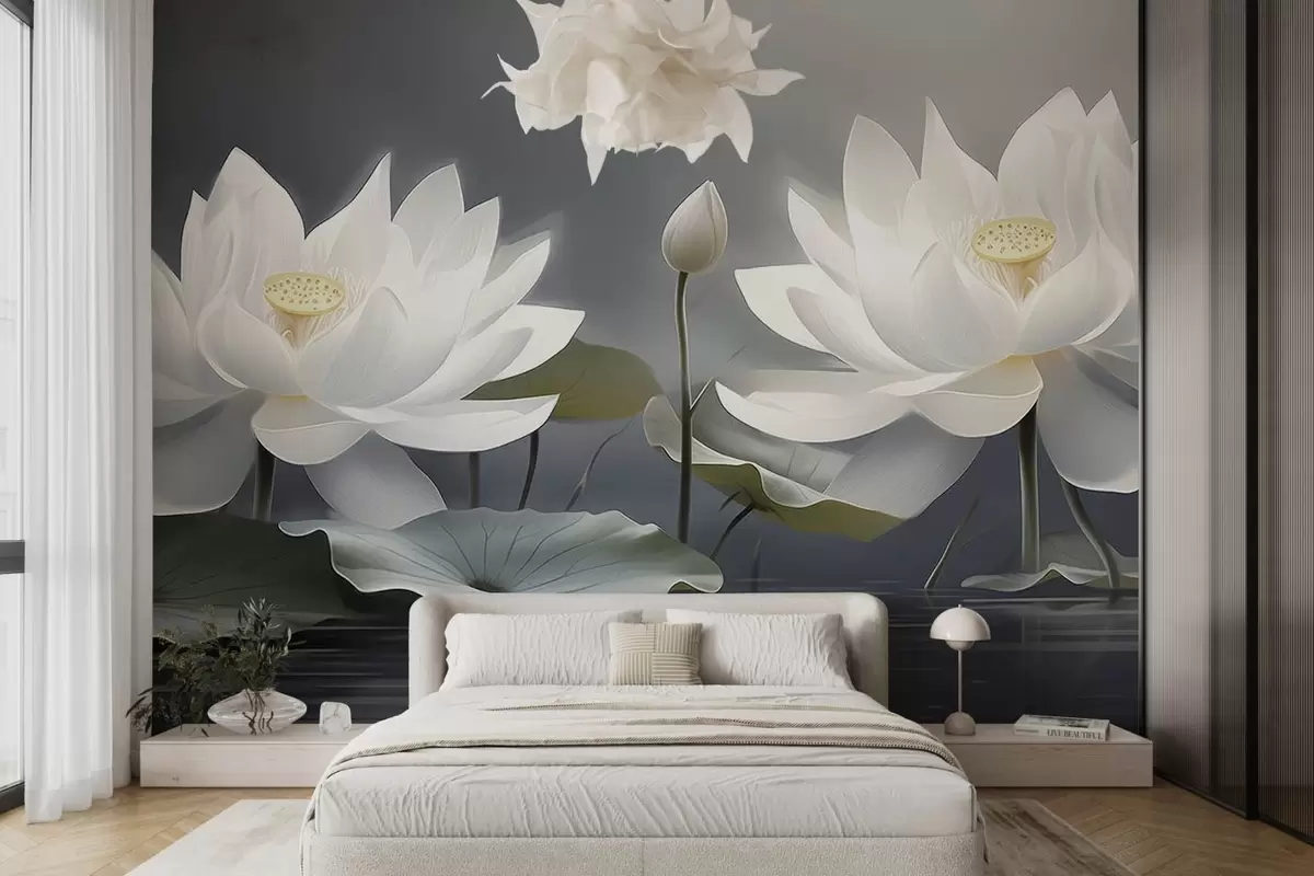 Valokuvatapetti Kaksi suurta lootuskukkaa w08906