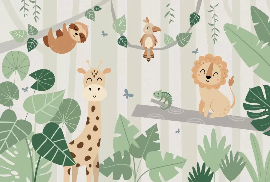 Valokuvatapetti Maisema trooppisten eläinten kanssa w03376v1