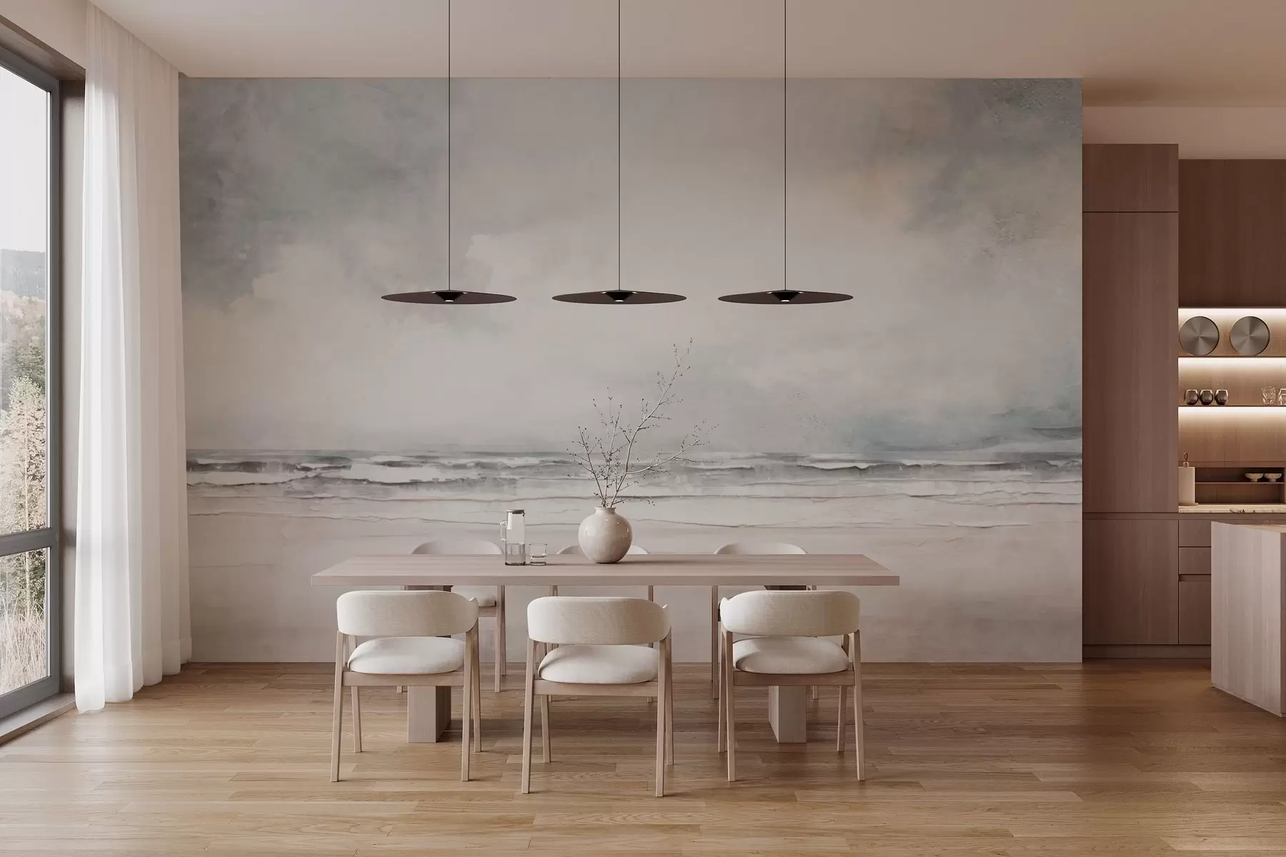 Valokuvatapetti Abstrakti horisontti taivaan ja meren kohtaaminen w03441