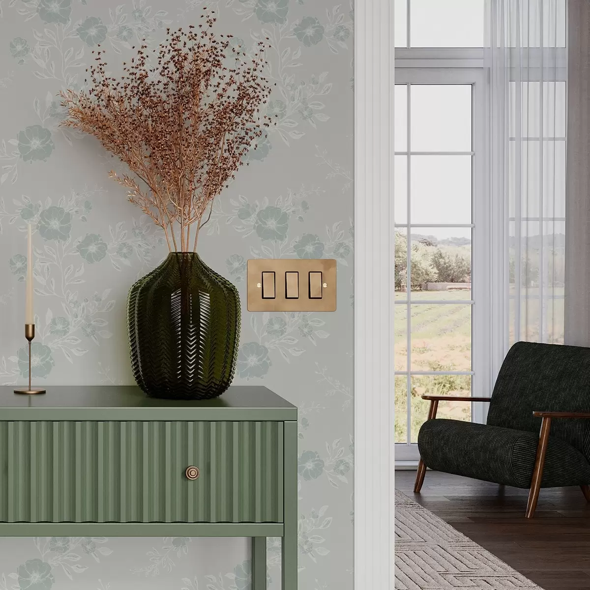 Taustakuva Kukkia vaaleilla lehdillä sinisellä taustalla a00006v2