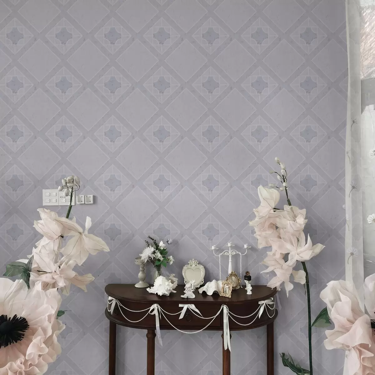 Taustakuva Valkoiset rombit sinisellä pohjalla a00010