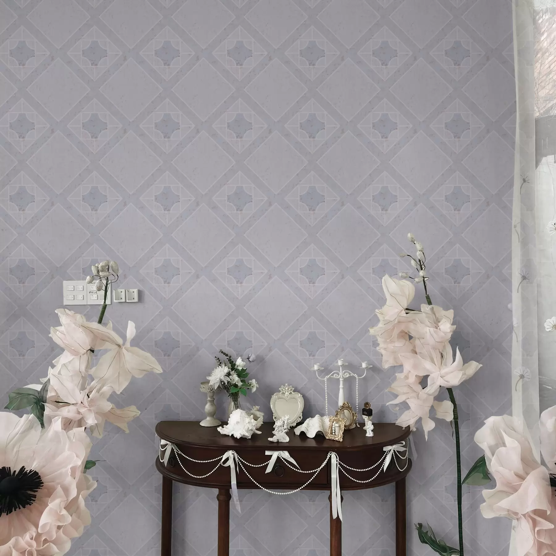 Valokuvatapetti Valkoiset rombit sinisellä pohjalla a00010