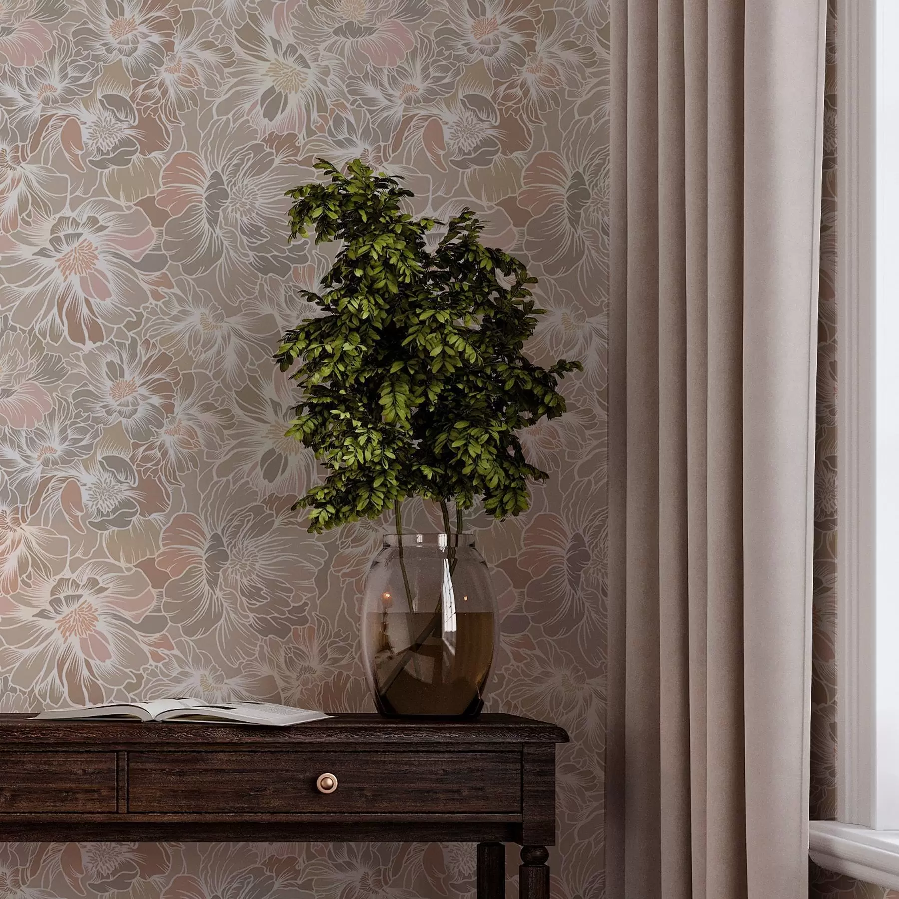 Valokuvatapetti Suuret kukat, joissa on värikkäitä terälehtiä pastellisävyissä sävyissä a00020