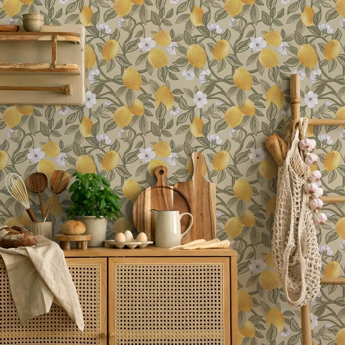 Taustakuva Kukkia ja keltaisia sitruunoita a00023