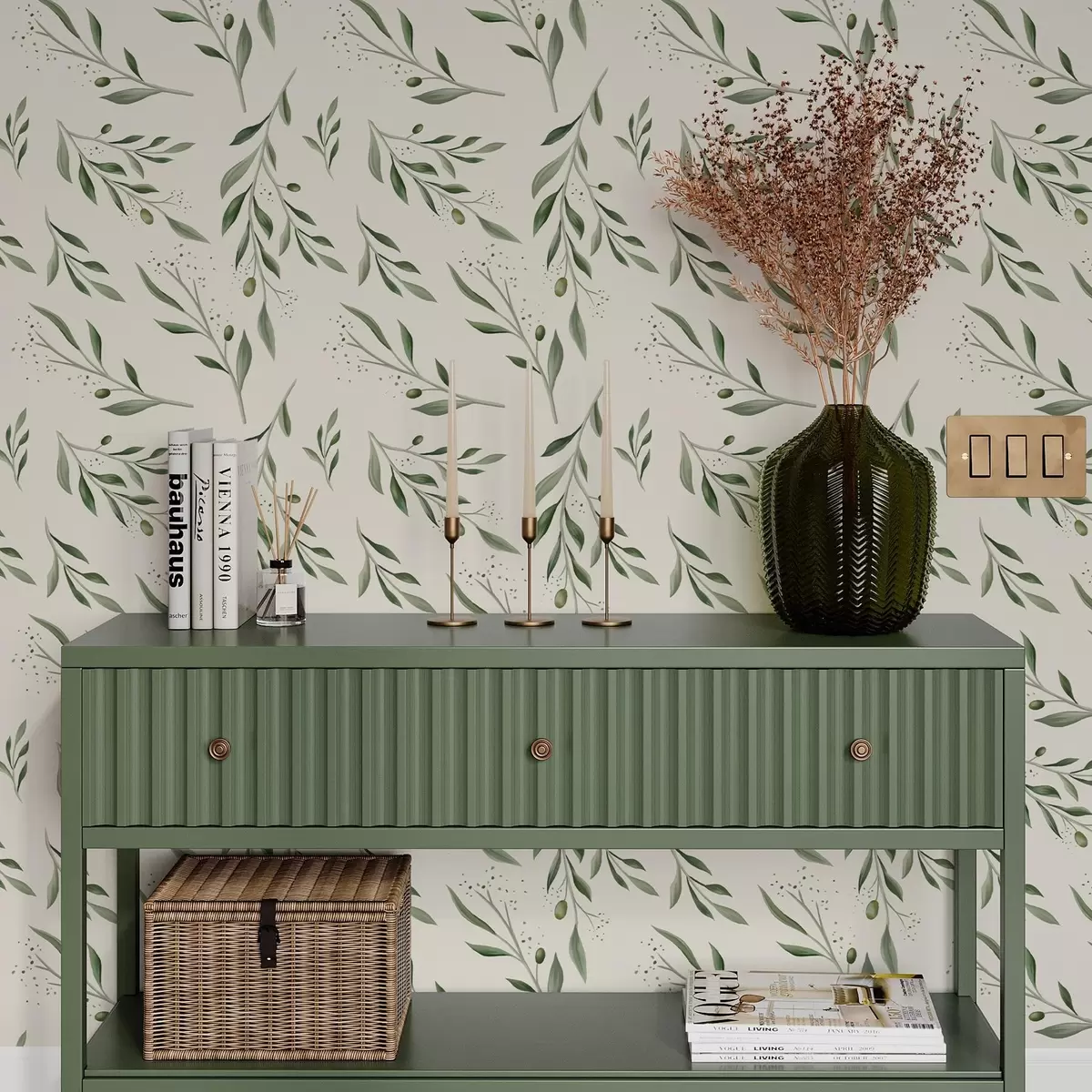 Taustakuva Hienovaraiset vihreät oliivin oksat a00030