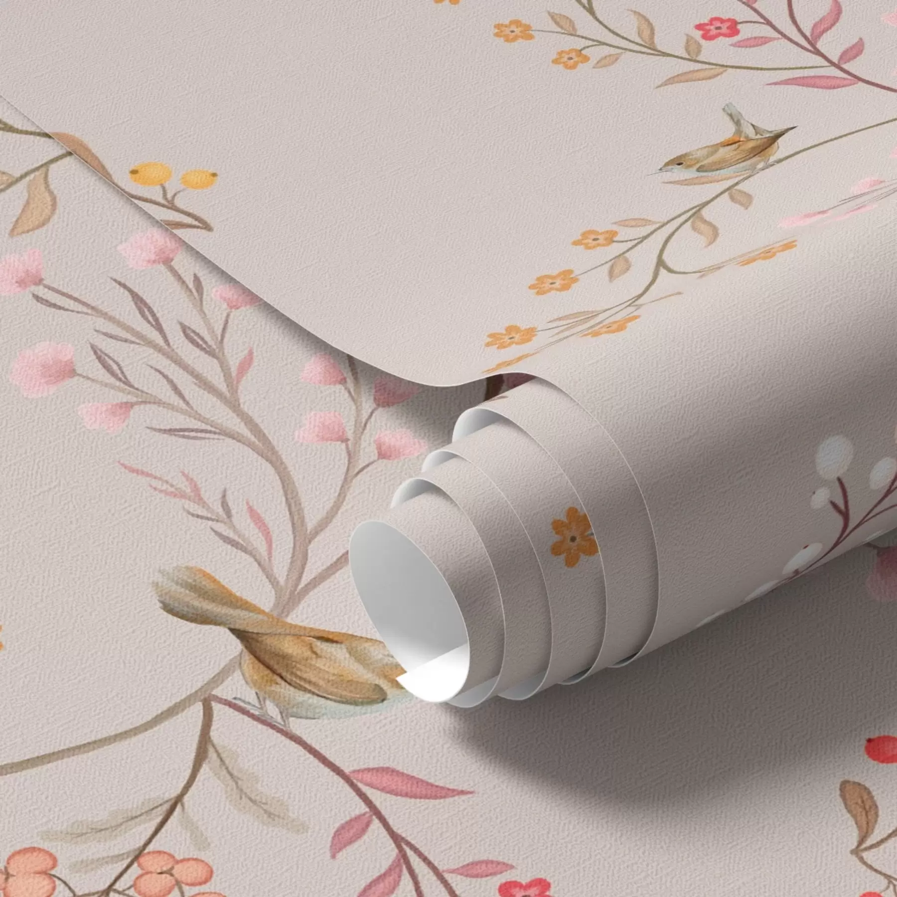 Valokuvatapetti Herkät kukat ja kolibrit oksilla a00036