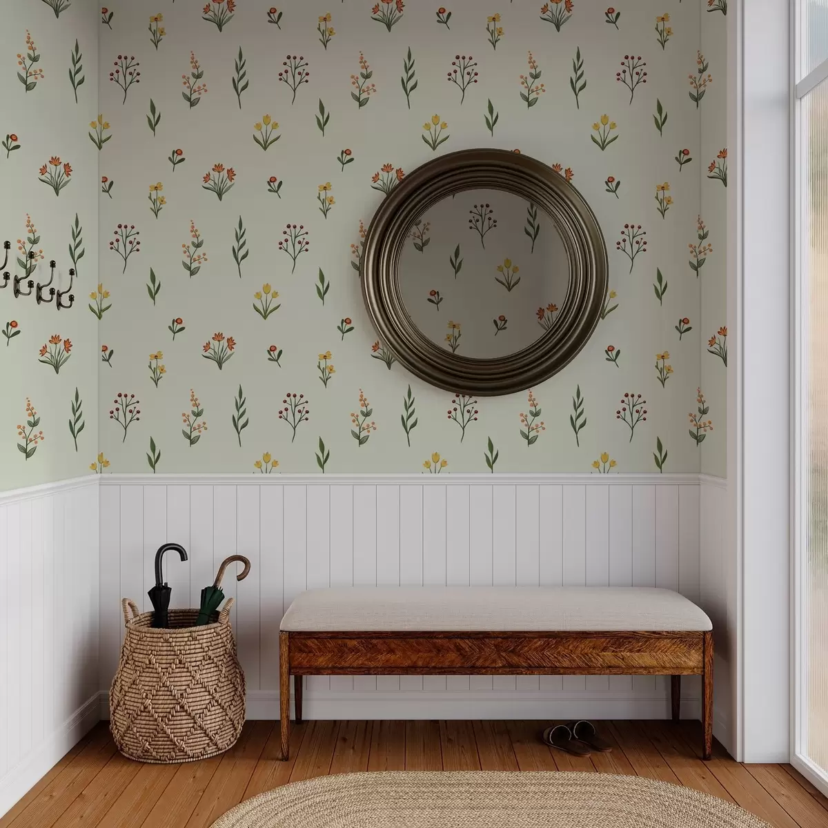 Taustakuva Minimalistinen kukkia vaaleanvihreä tausta a00037