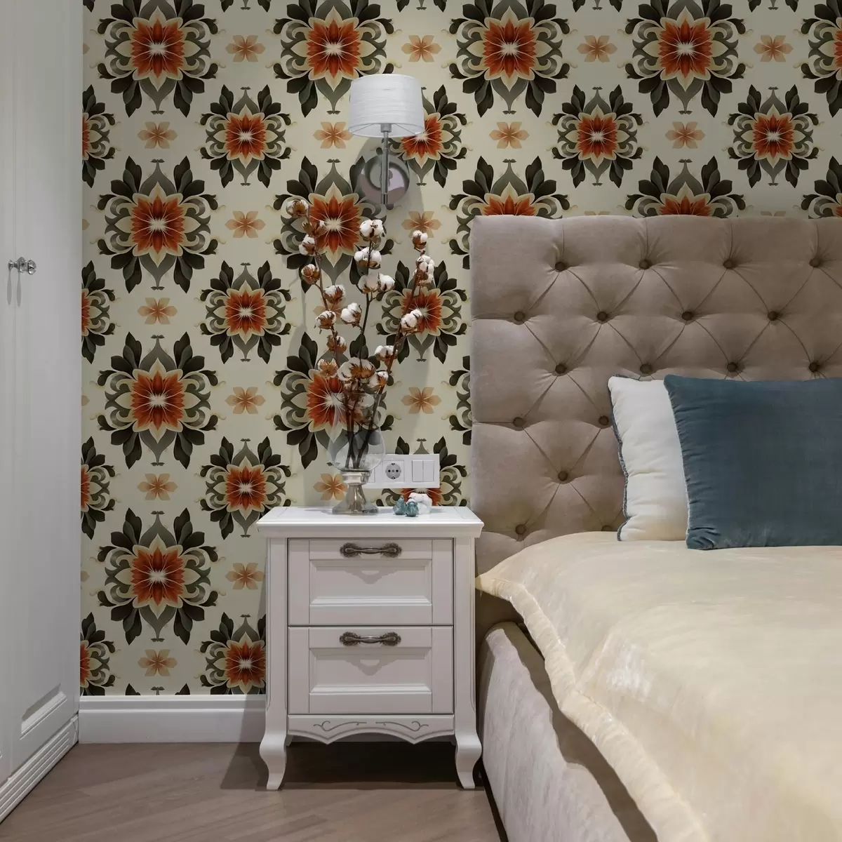 Taustakuva Abstrakti kirkas kukka kuvio vaalealla taustalla a00069v3