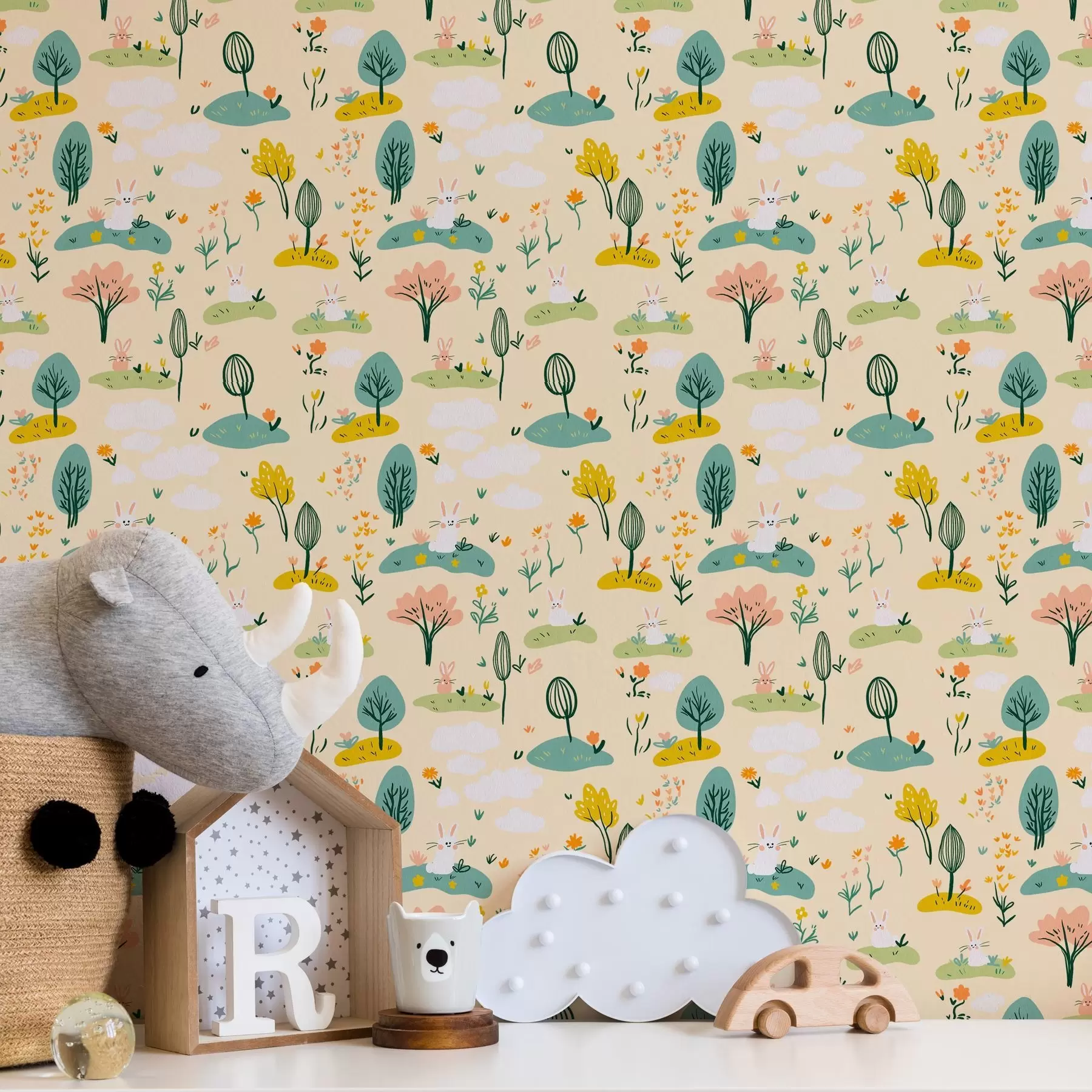 Valokuvatapetti Pienet puut ja kanit a00081