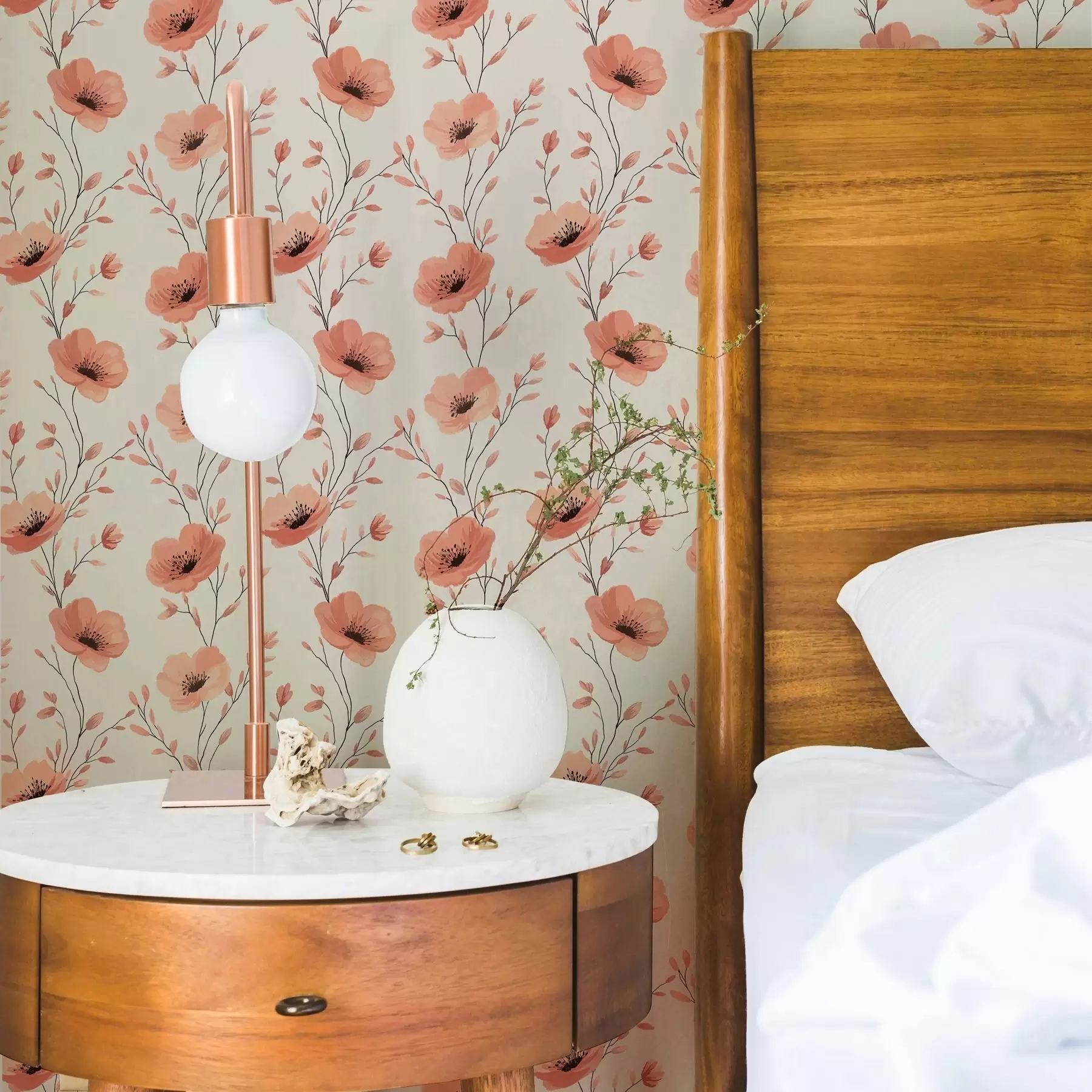 Valokuvatapetti Vaaleanpunaiset unikot varret a00083