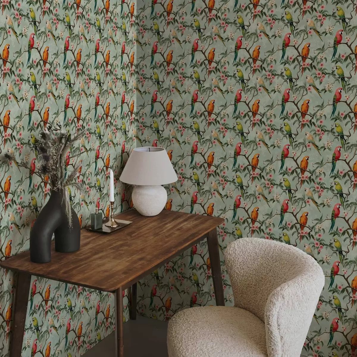 Taustakuva Monivärisiä papukaijoja oksilla a00088