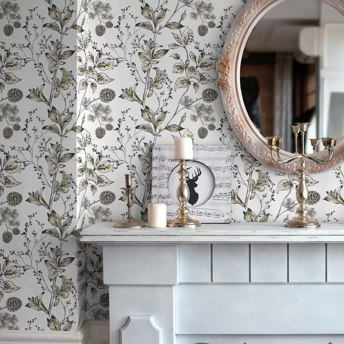 Taustakuva Oksat keltaisilla lehdillä valkoisella taustalla a00098