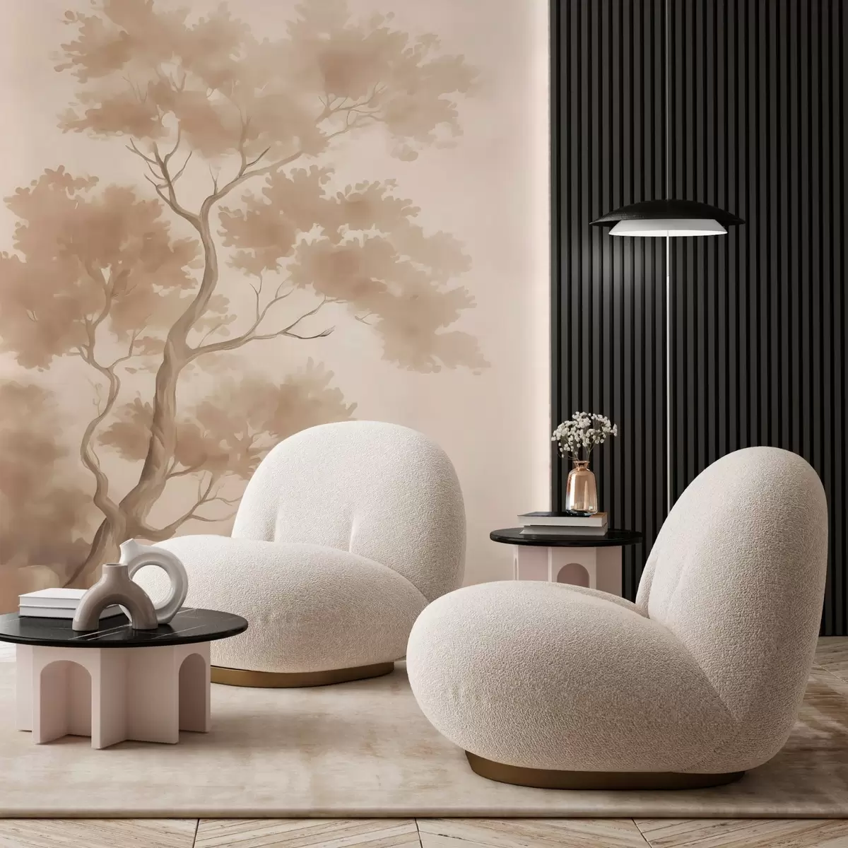 Valokuvatapetti Puu jäljitelmä sumea akvarelliväri w03471