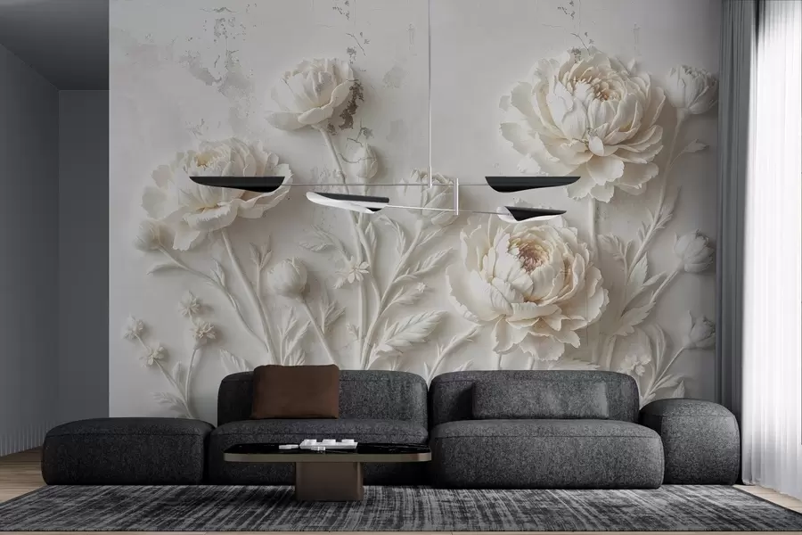 Valokuvatapetti Kukkia betonitaustalla grunge-tyyliin w03553
