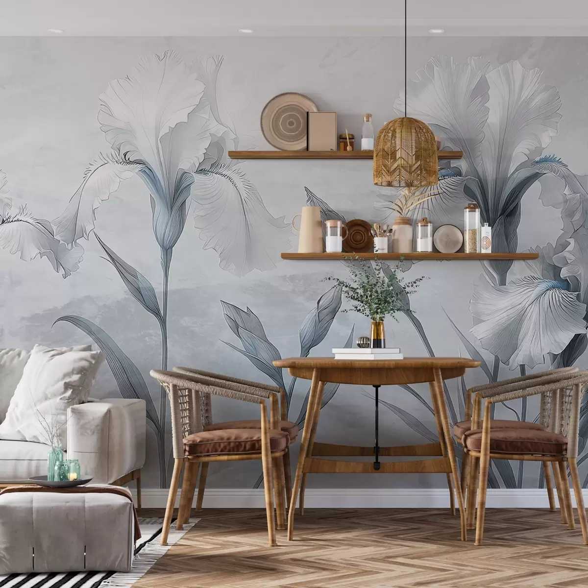 Valokuvatapetti Herkät iirikset piirtyvät seinälle w03556v2