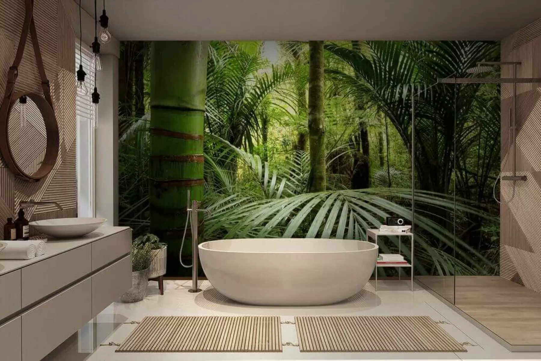 Valokuvatapetti Rehevää vehreyttä tiheässä metsässä u56916