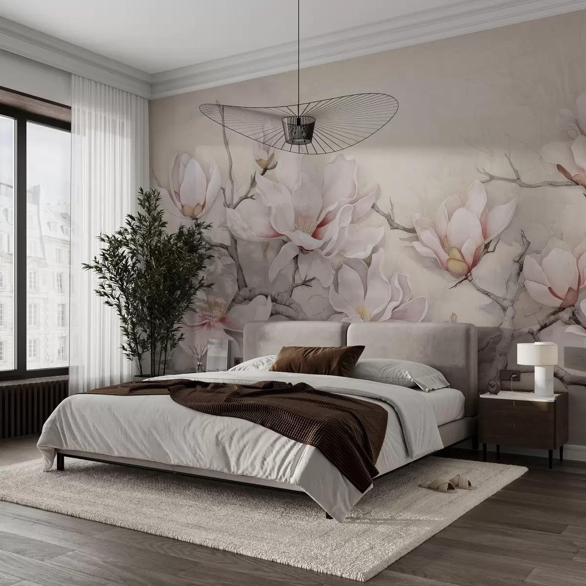 Valokuvatapetti Rehevä maalattu magnoliapuu w03658