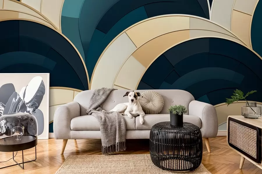 Valokuvatapetti Sinikeltaiset abstraktit luvut w08991