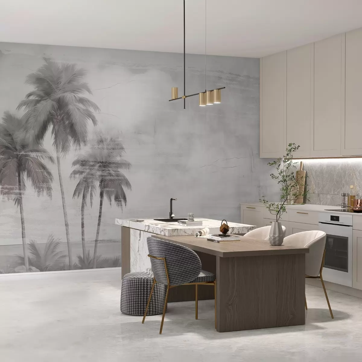 Valokuvatapetti Trooppinen unelma,palmuja, pilviä, taivas, meri,rakenne, tekstuuri w03780v1