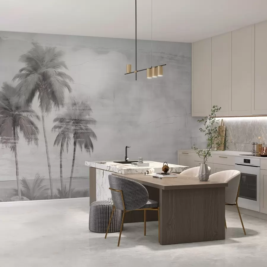 Valokuvatapetti Trooppinen unelma,palmuja, pilviä, taivas, meri,rakenne, tekstuuri w03780v1