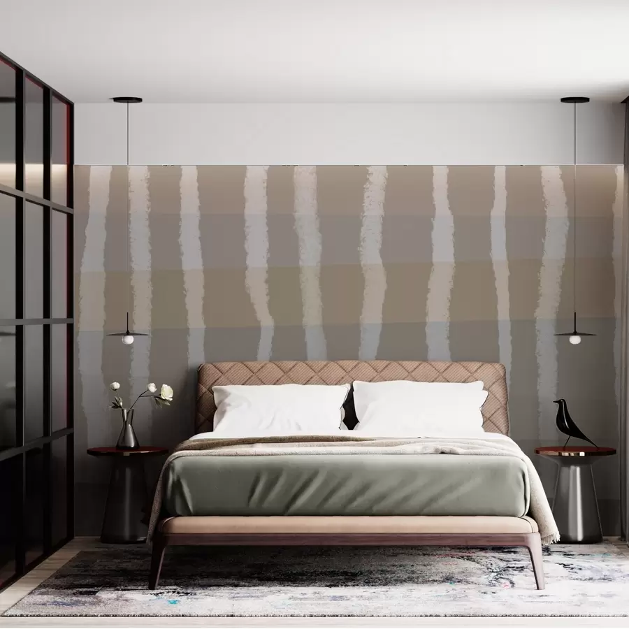 Valokuvatapetti Lines of Calm,Pystysuorat aaltoviivat, toistuva kuvio, geometriset muodot, pehmeä sävyasteikko w03788