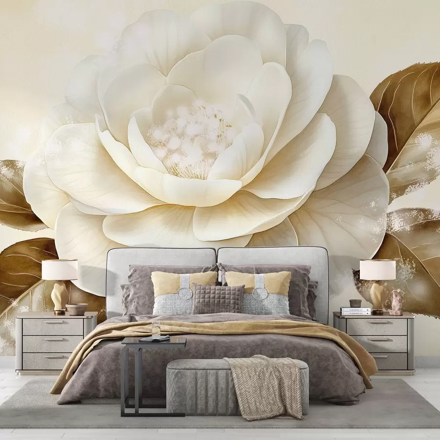 Valokuvatapetti Kaunis pioni kukka beige värit w03757