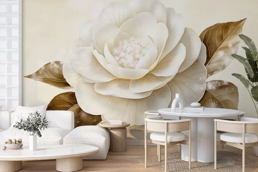 Valokuvatapetti Kaunis pioni kukka beige värit w03757