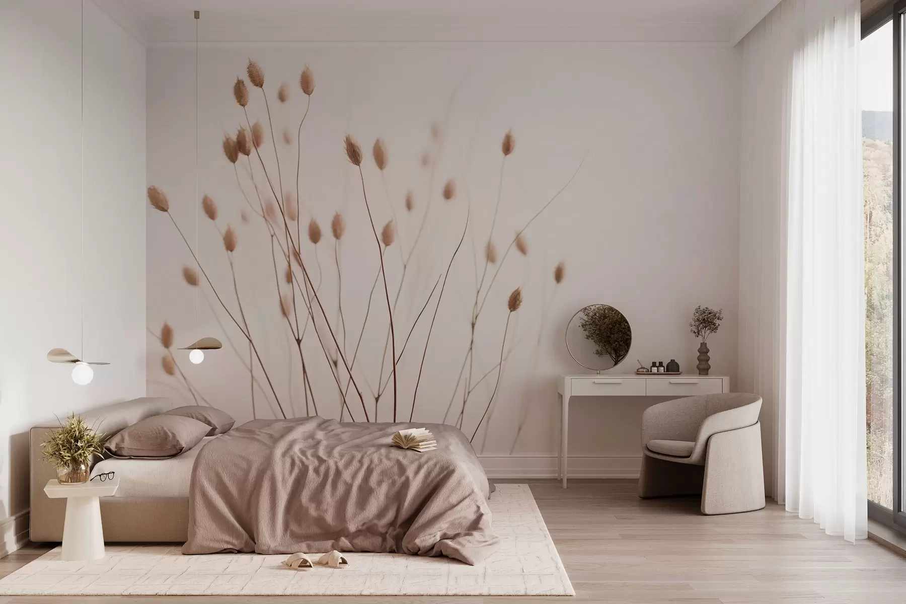 Valokuvatapetti Minimalistinen oksat piikkejä valkoinen tausta w03805