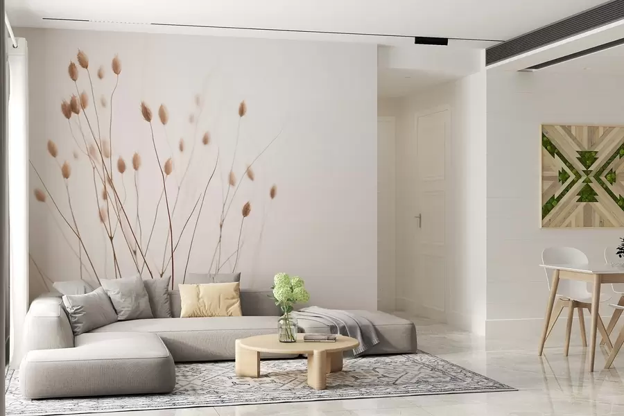 Valokuvatapetti Minimalistinen oksat piikkejä valkoinen tausta w03805