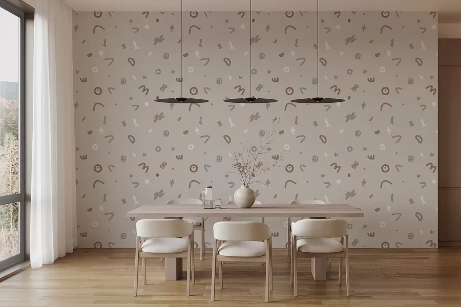 Valokuvatapetti Abstraktit lasten symbolit beige-paletissa w03813