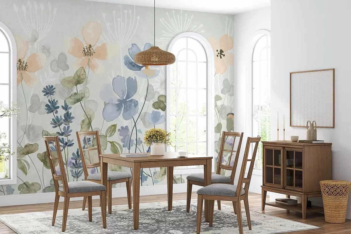 Valokuvatapetti Kukkia ja kasveja vesivärityyliin w03716