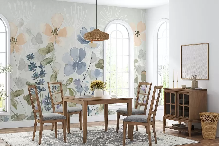 Valokuvatapetti Kukkia ja kasveja vesivärityyliin w03716