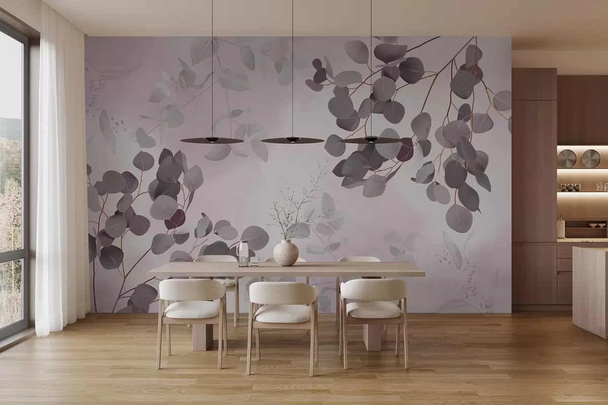 Valokuvatapetti Oksat, joiden lehdet ovat vaaleanpunaisen sävyisiä w03719v1