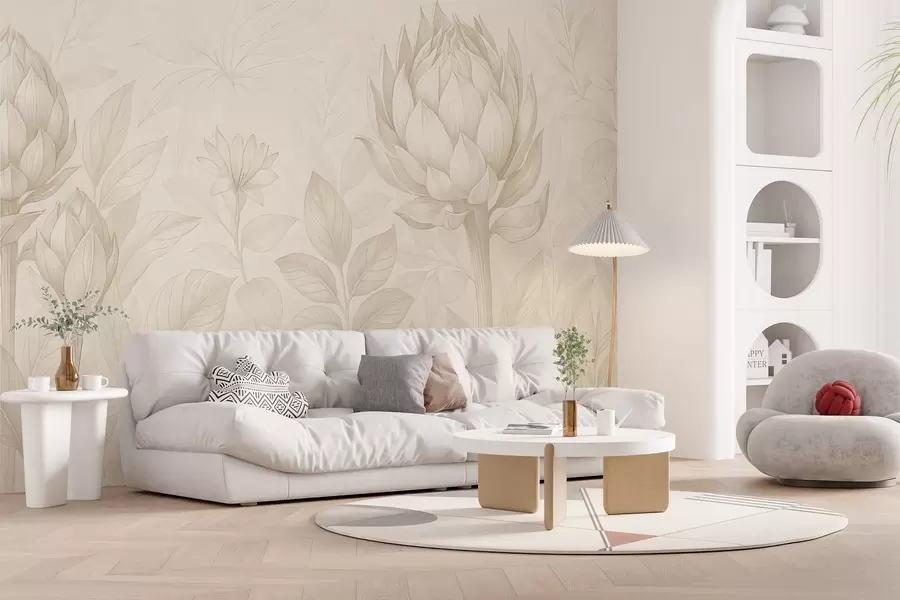 Valokuvatapetti Herkkä kimppu erilaisia kasveja w03825