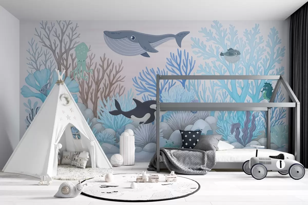 Valokuvatapetti Akvarelli meren asukkaat w03828v1