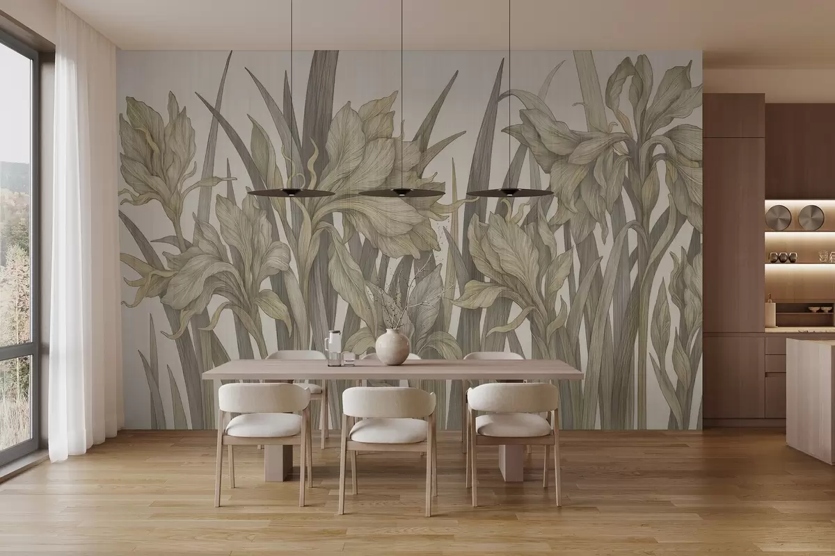 Valokuvatapetti Tyylikkäät tyylitellyt kukat w03829v1