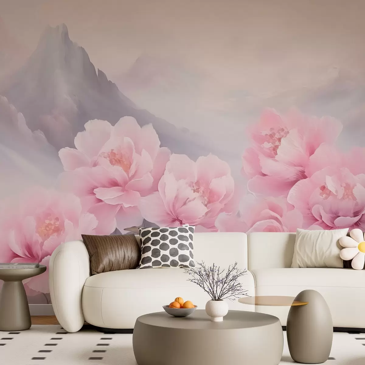 Valokuvatapetti Ruusuja vuorten taustaa vasten w03852