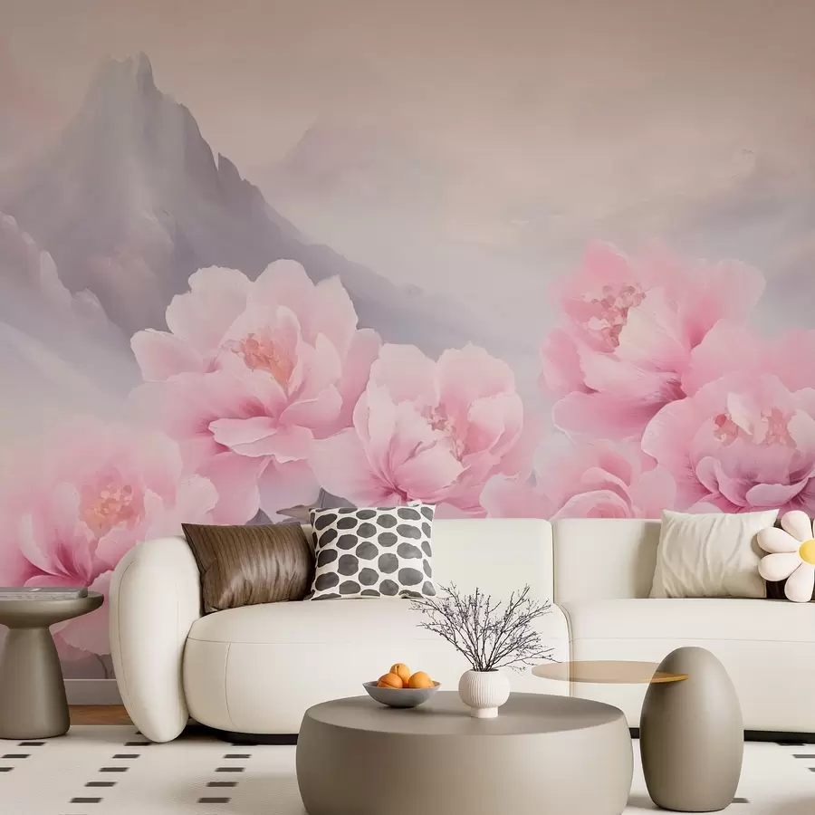 Valokuvatapetti Ruusuja vuorten taustaa vasten w03852