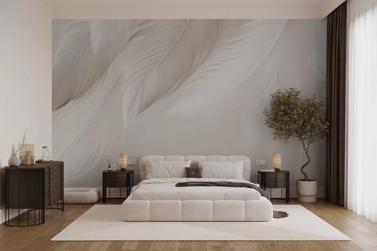 Valokuvatapetti Valkoiset höyhenet w03833v2