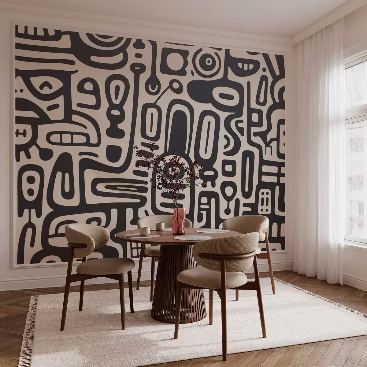 Valokuvatapetti Harmaa graffiti beigellä pohjalla w03834