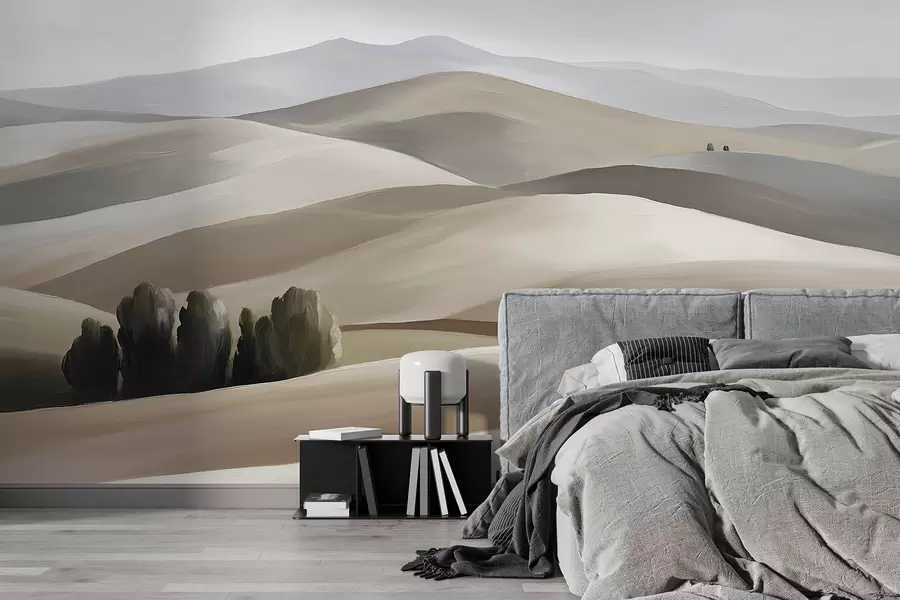 Valokuvatapetti Maisemia puita, Toscana, beige ja harmaa, öljytyyliä w03880v1