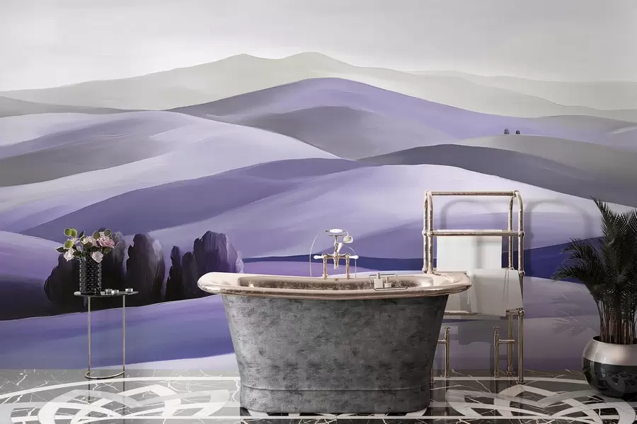 Valokuvatapetti Maisemat puita, Toscana, violetit värit, öljytyyliä w03880v3